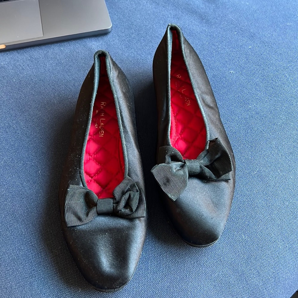 Vintage black fabric Ralph Lauren flats
